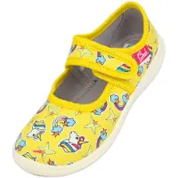 Beck Huisschoenen 'Yellow Dream' lichtblauw / geel / fuchsia / wit