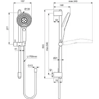 Ideal standard Idealrain Solos - Set douchekop, douchestang en doucheslang, 3 stralen, EcoFlow, chroom A7897AA