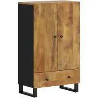 vidaXL Hoge kast met lade, 60x33x100 cm, massief mangohout en ijzer
