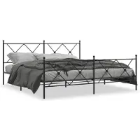 vidaXL Bedframe met hoofdeinde en voeteneinde, metaal, zwart, 183x213 cm