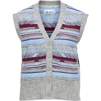 Object Gebreide bodywarmer 'OBJINNIA' lichtblauw / grijs gemêleerd / wijnrood / wit