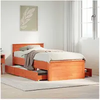 vidaXL Bedframe met hoofdbord zonder matras hout wasbruin 90x190 cm