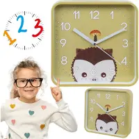 Sarcia.eu Egel Wandklok, Vierkante Analoge Klok voor Kinderen 20,2x20,2 cm