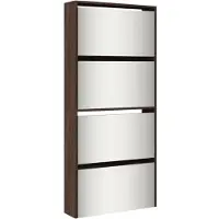 vidaXL Schoenenkast met spiegel 4-laags 63x17x134 cm bruin eikenkleur