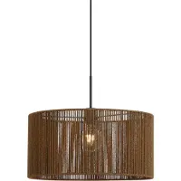 QAZQA Hanglamp zwart met bruine papieren touw kap 50/50/25 - Combi 1