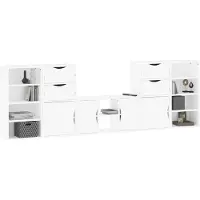 vidaXL 5-delige wandmeubelset met opbergruimte, model ODDA, wit, massief grenenhout