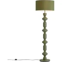 QAZQA Retro vloerlamp groen met stoffen kap 160cm - Captain