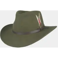 Hatland Dakota - Vilten hoed met veer - Olijf groen - Assorti - M