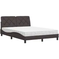 vidaXL Bed met matras stof donkerbruin 140x200 cm