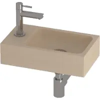 Basic Line Hit Fonteinpack 40x23cm - Hardsteen - 1 Kraangat - Rechts - Sand Stone / Chroom - 8718835839390 - Rechthoekig - Wastafels, Fonteinen,