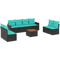 vidaXL 9-delige loungeset voor de tuin met kussens, zwart kunststof vlechtwerk