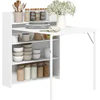 HOMCOM Eettafel, inklapbaar, keukentafel met 4 niveaus van planken, geschikt voor 3 personen, wit