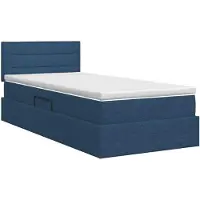 vidaXL Opbergbed met matras met hoofdeinde Blauw 90 x 200 cm fluweel