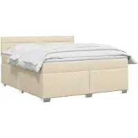 vidaXL Boxspringbed met matras Crèmekleurig 160 x 200 cm Stof
