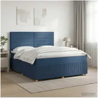 vidaXL Boxspringbed met matras met hoofdeinde Blauw 140 x 200 cm Stof