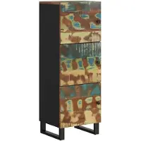DKD Home Decor Hoge kast met 3 deuren, 40x33x110 cm, gemaakt van massief gerecycled hout en metaal