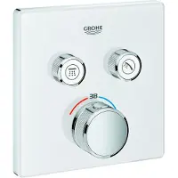 GROHE Grohtherm SmartControl - Afdekset badthermostaat met 2 omstelkranen voor 2 functies, moon white 29156LS0