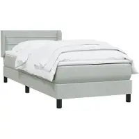 vidaXL Boxspring met matras fluweel lichtgrijs 80x220 cm