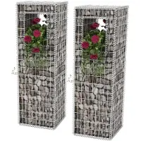 vidaXL Schanskorf palen/plantenbakken 2 st 50x50x160 cm staal