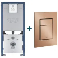 GROHE Rapid SLX Inbouwreservoir - met 3-in-1 set frame - inclusief Skate Cosmopolitan bedieningsplaat - brushed warm sunset (koper) sw242316/sw336183