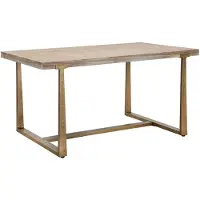 Mauro Ferretti Moderne salontafel, 150 x 90 x 78 cm, gemaakt van MDF en bruin-gouden metaal – Rechthoekig ontwerp met strakke lijnen – Stabiele constructie, zelfmontage vereist