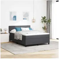 vidaXL Boxspringbed, donkergrijs en wit, 140 x 200 cm, bekleding van cordura