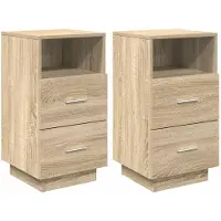 vidaXL Nachtkastjes 2 st met 2 lades 36x36x68 cm sonoma eikenkleurig