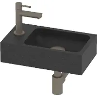 Basic Line Hit Fonteinpack 40x23cm - Hardsteen - 1 Kraangat - Links - Blue Stone / Brushed Nickel - 8718835127503 - Rechthoekig - Wastafels,