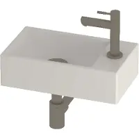 Basic Line Hit Fonteinpack 40x23cm - Keramiek - 1 Kraangat - Rechts - Glans Wit / Brushed Nickel - 8718835127411 - Rechthoekig - Wastafels, Fonteinen,