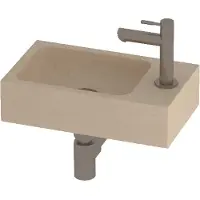 Basic Line Hit Fonteinpack 40x23cm - Hardsteen - 1 Kraangat - Links - Sand Stone / Brushed Nickel - 8718835839383 - Rechthoekig - Wastafels,