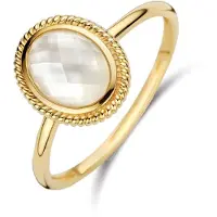 Blush 14 karaats geelgouden ring black mother of pearl
