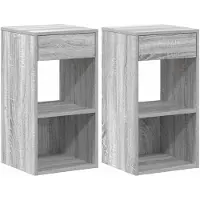 vidaXL Nachtkastjes 2 st met lade 35x34x66,5cm grijs sonoma eikenkleur