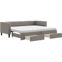 vidaXL Dagbed uitklapbaar met lades, taupe, 80x200 cm, stof