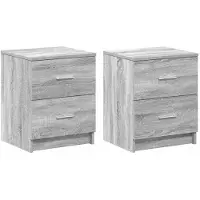 vidaXL Nachtkastjes 2 st met 2 lades 40x36x50 cm grijs sonoma eiken