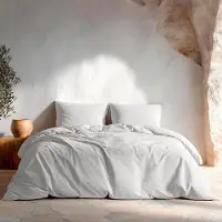 Gamusi 100% katoenen dekbedovertrekset, 150x220 cm – Lichtgrijze beddengoedset met kussenslopen – 144 TC, zachte en ademende stof – Sluiting met knopen