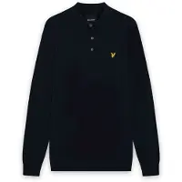 Lyle & Scott Merino Blend Poloshirt met Lange Mouwen - Marineblauw