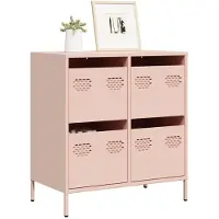 vidaXL Dressoir 68x39x73,5 cm koudgewalst staal roze