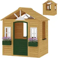 AIYAPLAY Kinderspeelhuis-Dennenhout-134,5L x 97B x 150H cm-Bruin
