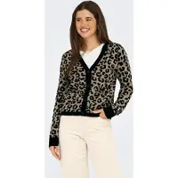 ONLY Gebreid vest 'ONLLeo' beige gemêleerd / zwart