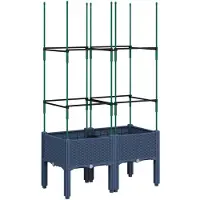 vidaXL Plantenbak met latwerk 80x40x142,5 cm polypropeen blauwgrijs