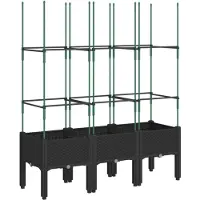 vidaXL Plantenbak met latwerk 120x40x142,5 cm polypropeen zwart