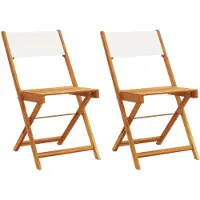 vidaXL Opklapbare stoelen, 2 stuks, crèmewit, massief acaciahout en stof.