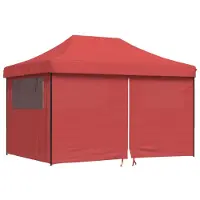 vidaXL Partytent inklapbaar pop-up met 4 zijwanden bordeauxrood