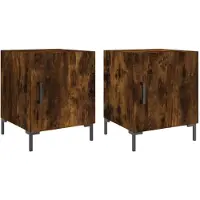 vidaXL Nachtkastjes 2 st 40x40x50 cm bewerkt hout gerookt eikenkleurig