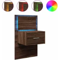 vidaXL Nachtkastje met LED's wandgemonteerd bruin eikenkleur