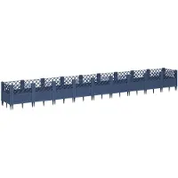 vidaXL Plantenbak met pinnen 363,5x43,5x43,5 cm polypropeen blauwgrijs