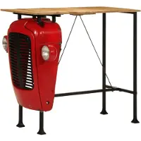 vidaXL Barkruk in tractorstijl, rood en bruin, 55x120x107 cm, massief mangohout