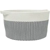 vidaXL Opbergmand Ø 40x25 cm katoen grijs en wit