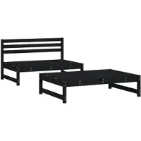 vidaXL 2-delige Loungeset massief grenenhout zwart