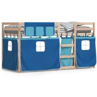 vidaXL Stapelbed met gordijnen 80x200 cm massief grenenhout blauw